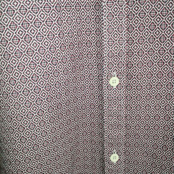 MEN BEN SHERMAN the House Jacquard Red Cotton Button Front Shirt Size Large - Picture 4 of 11